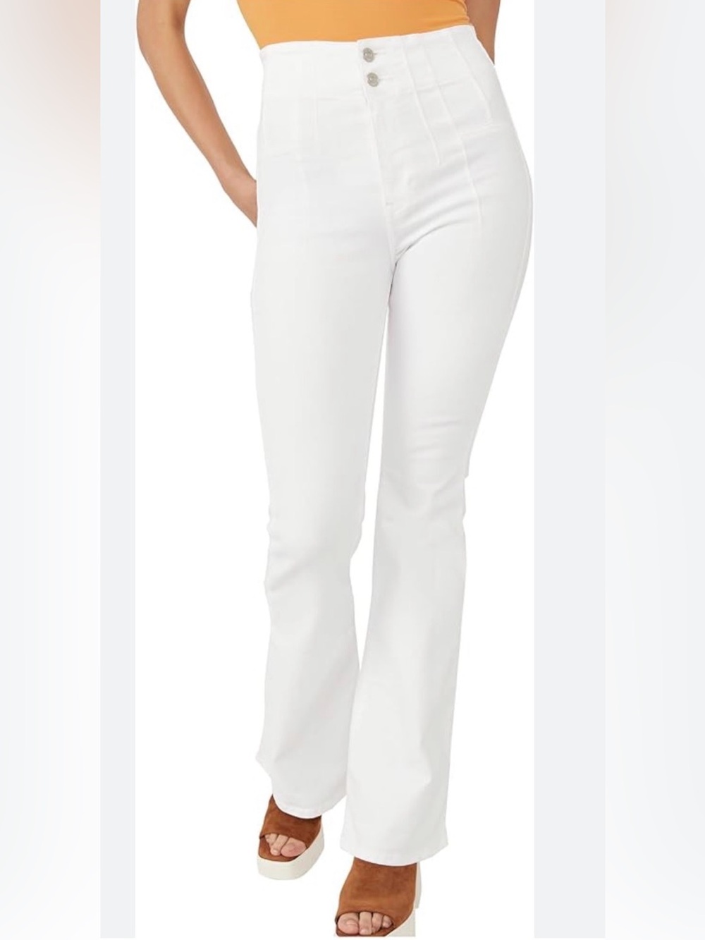 Free People High-Waist White Flare Jeans